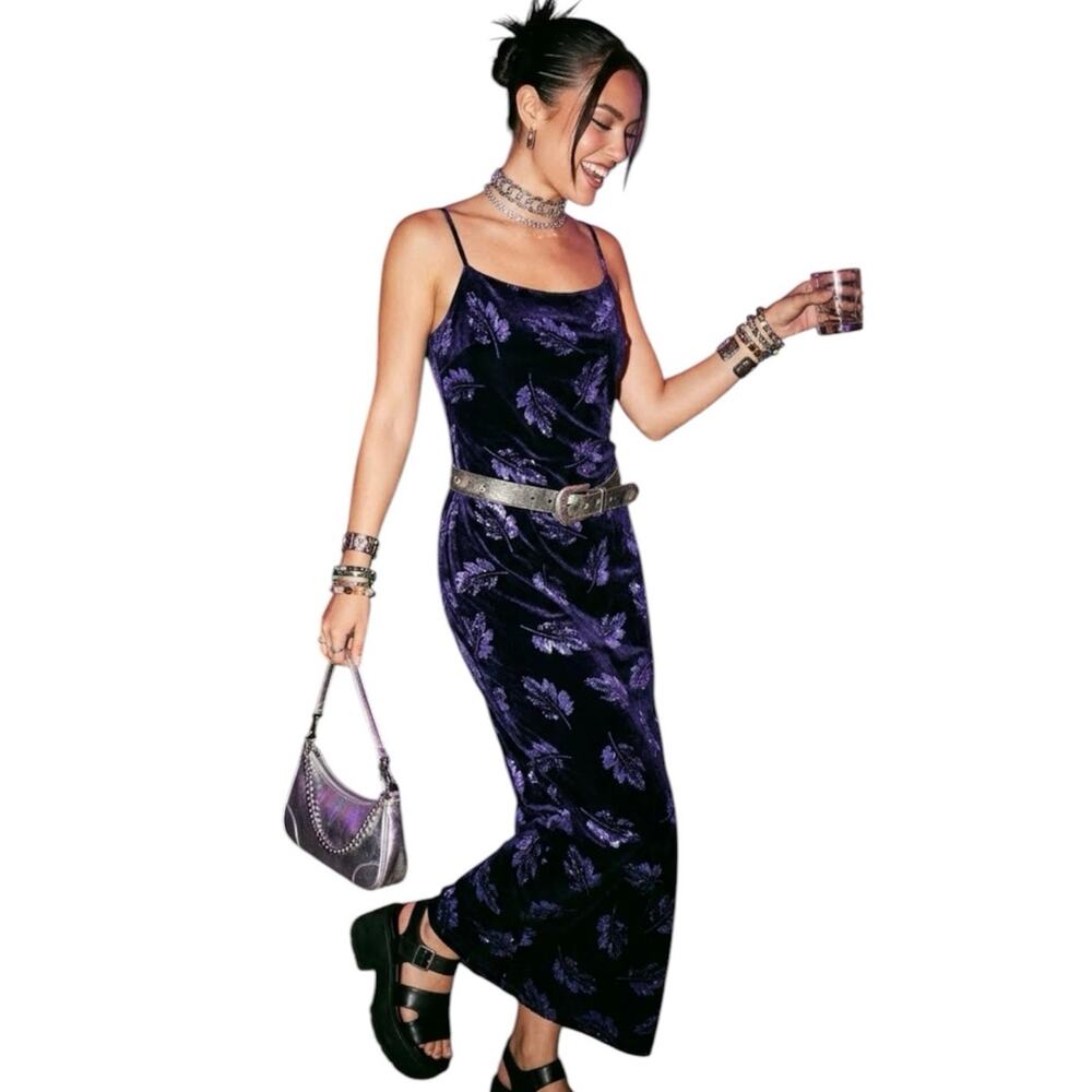 VTG REGGIO Women's Size 10 Silk Velvet Maxi Dress Sapphire Demure Cocktail Event